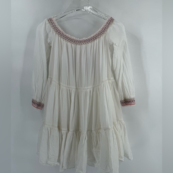 Free people sunbeams dress women’s medium white off shoulder embroidered - Picture 5 of 6